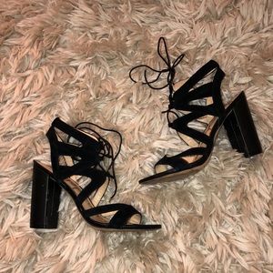 Sam Edelman black lace up heels